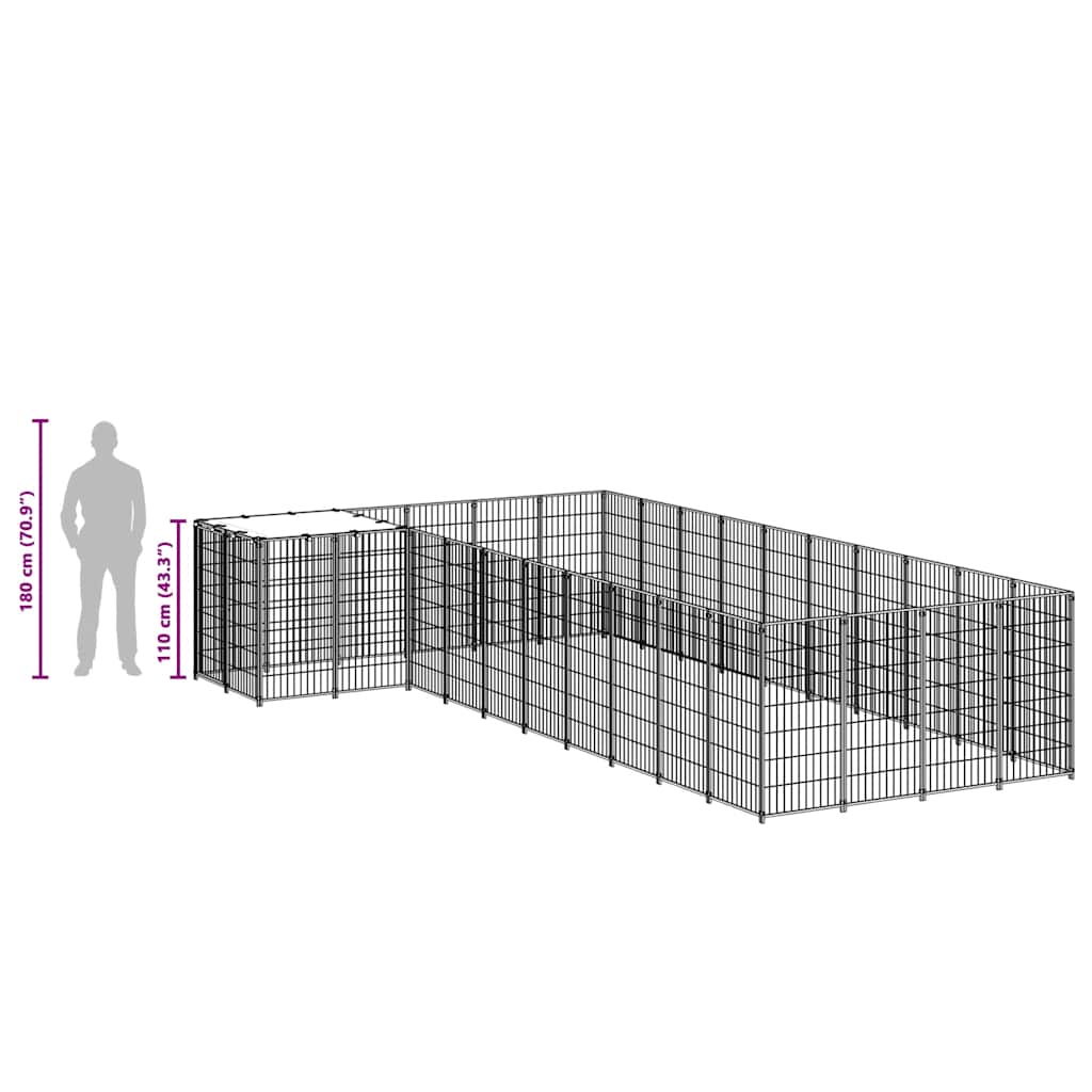 Kavez za pse srebrni 13,31 m² čelični