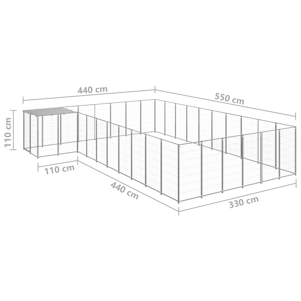Kavez za pse srebrni 19,36 m² čelični
