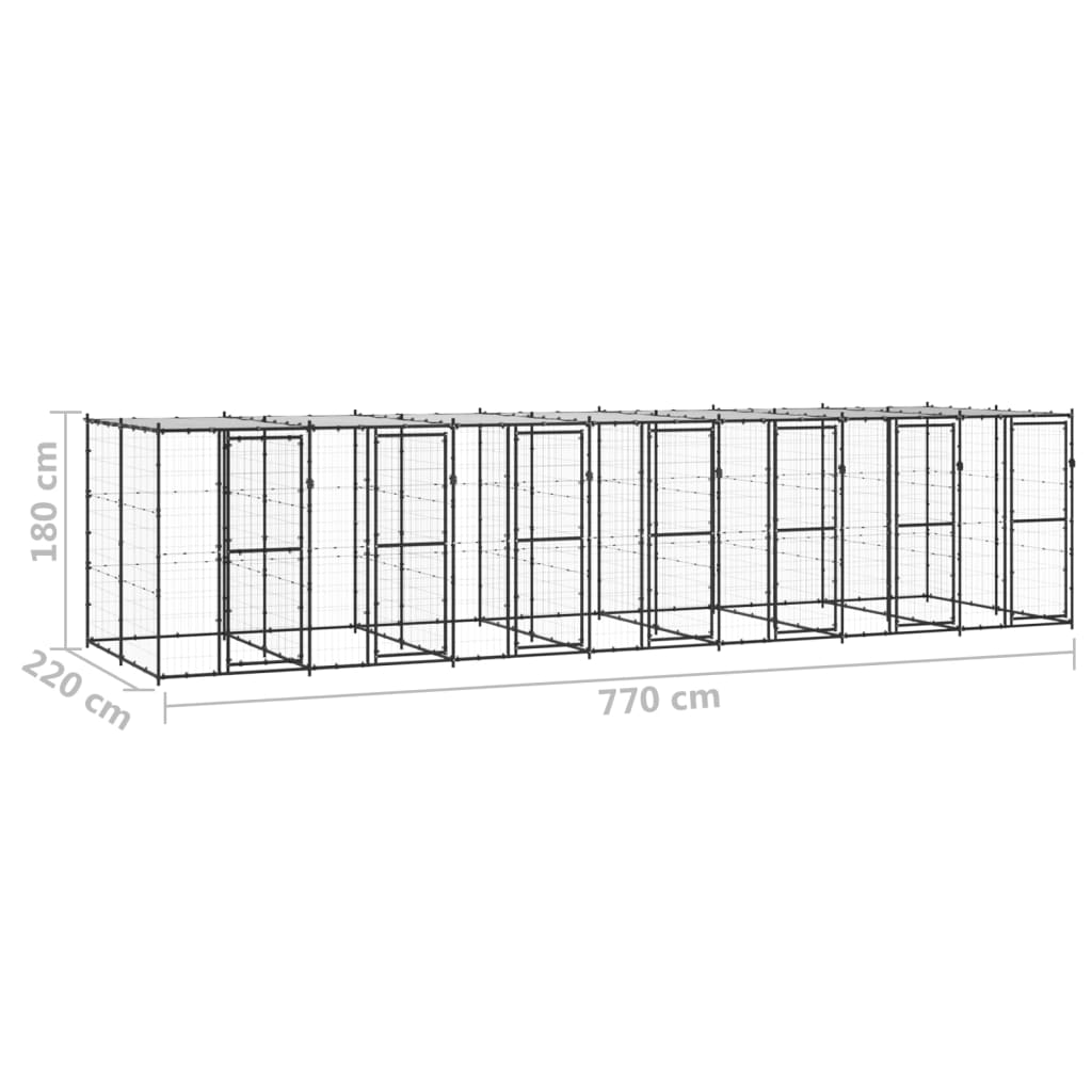 Vanjski kavez za pse s krovom čelični 16,94 m²