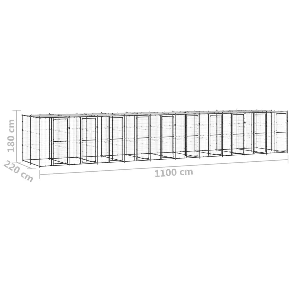 Vanjski kavez za pse s krovom čelični 24,2 m²