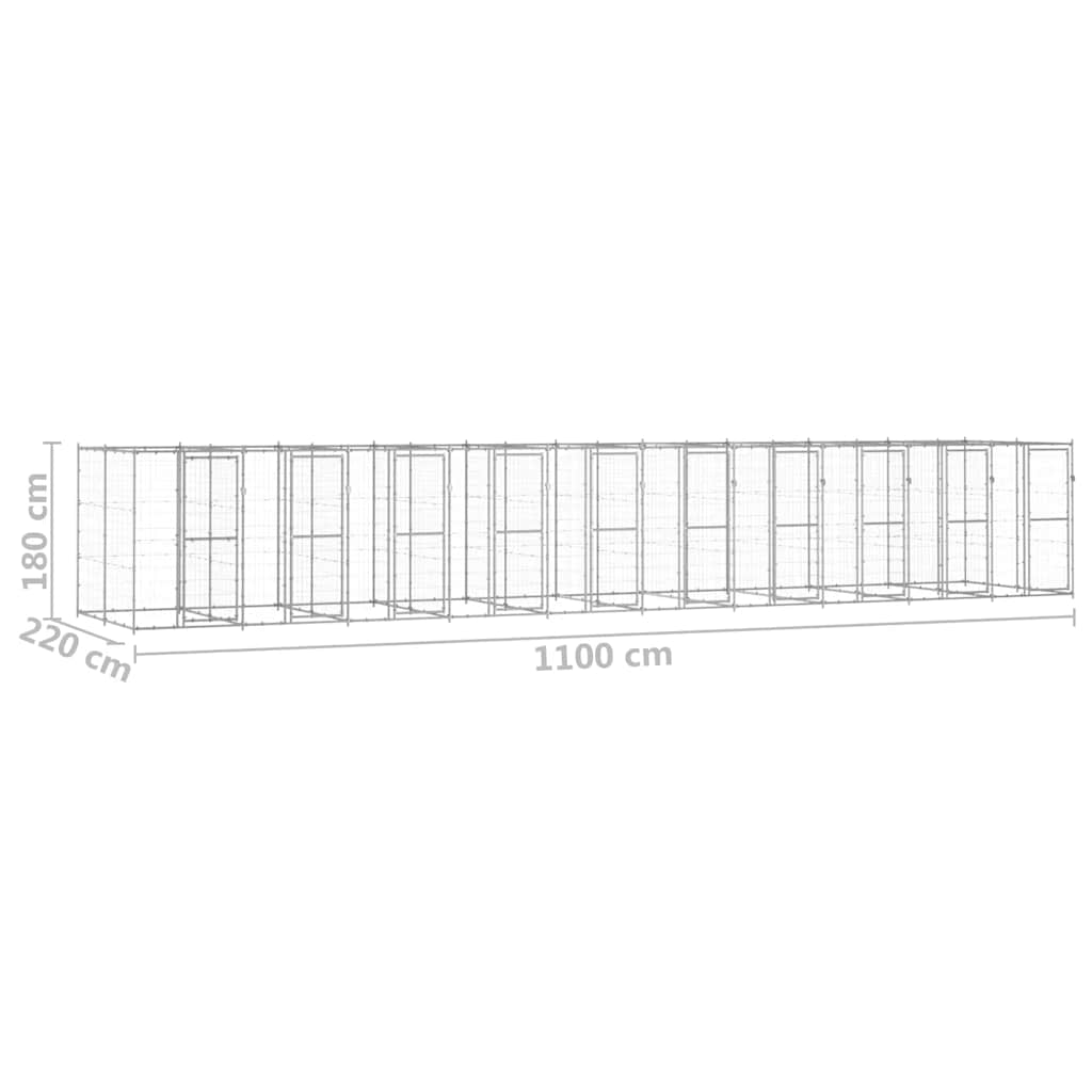 Vanjski kavez za pse od pocinčanog čelika 24,2 m²