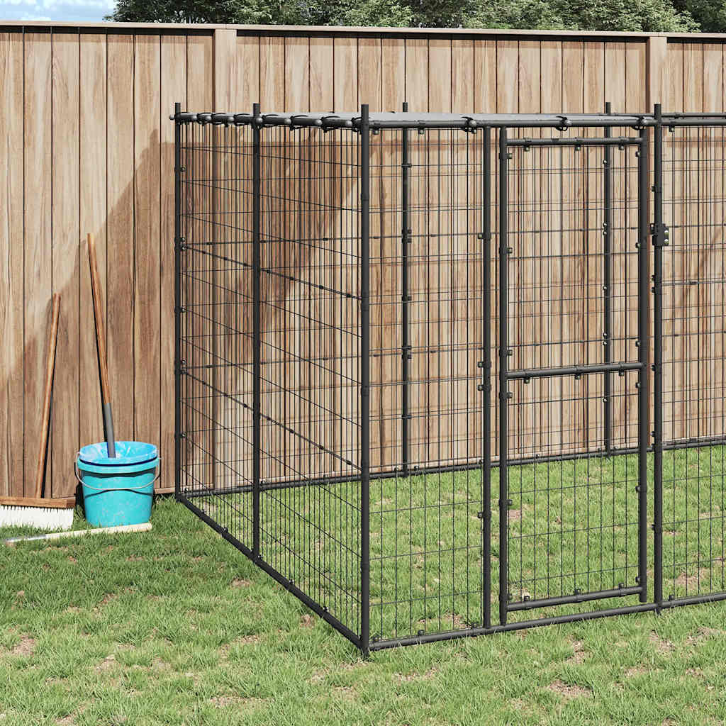 Vanjski kavez za pse s krovom čelični 7,26 m²