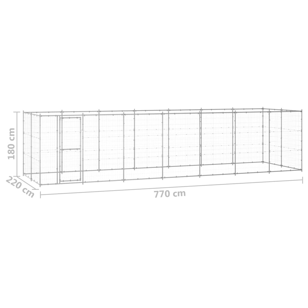 Vanjski kavez za pse od pocinčanog čelika 16,94 m²