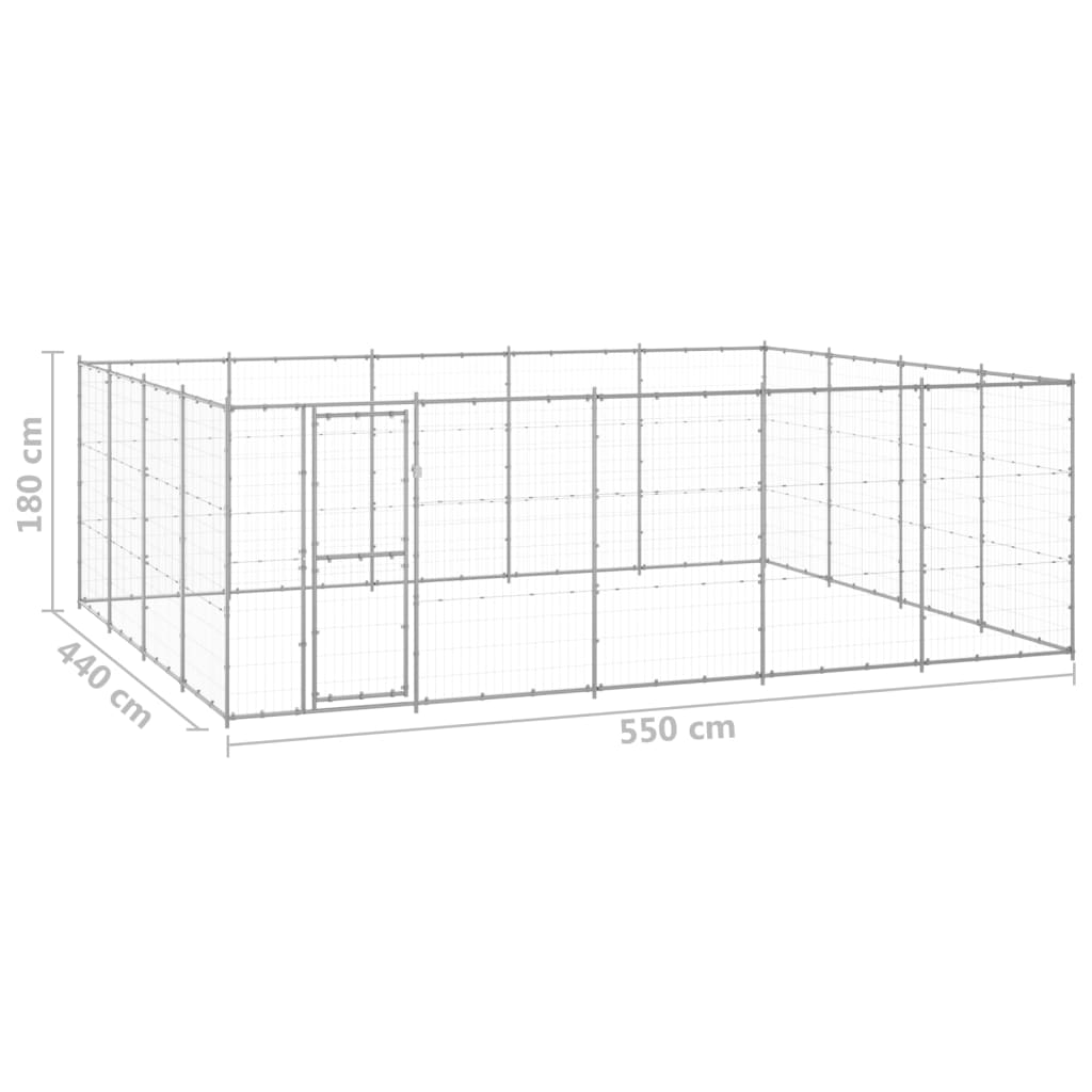 Vanjski kavez za pse od pocinčanog čelika 24,2 m²