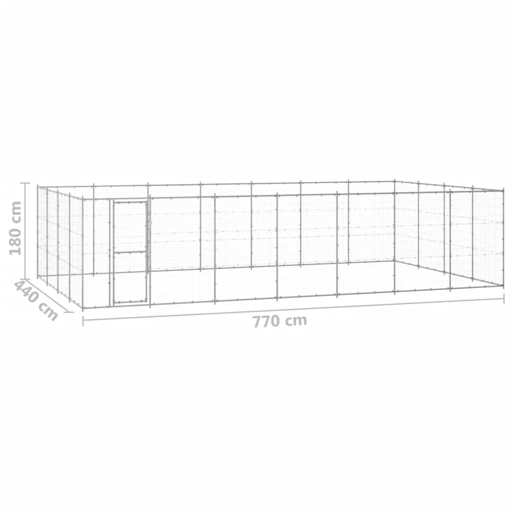 Vanjski kavez za pse od pocinčanog čelika 33,88 m²