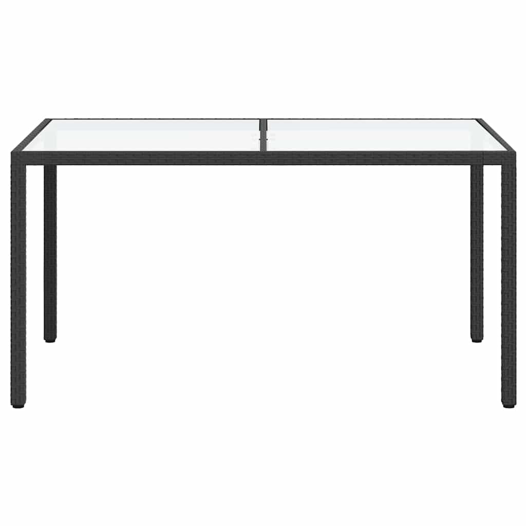 Vrtni stol 150x90x75 cm od kaljenog stakla i poliratana crni