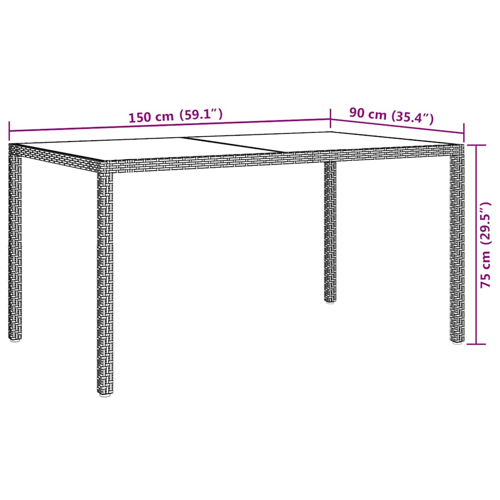 Vrtni stol 150x90x75 cm od kaljenog stakla i poliratana bijeli