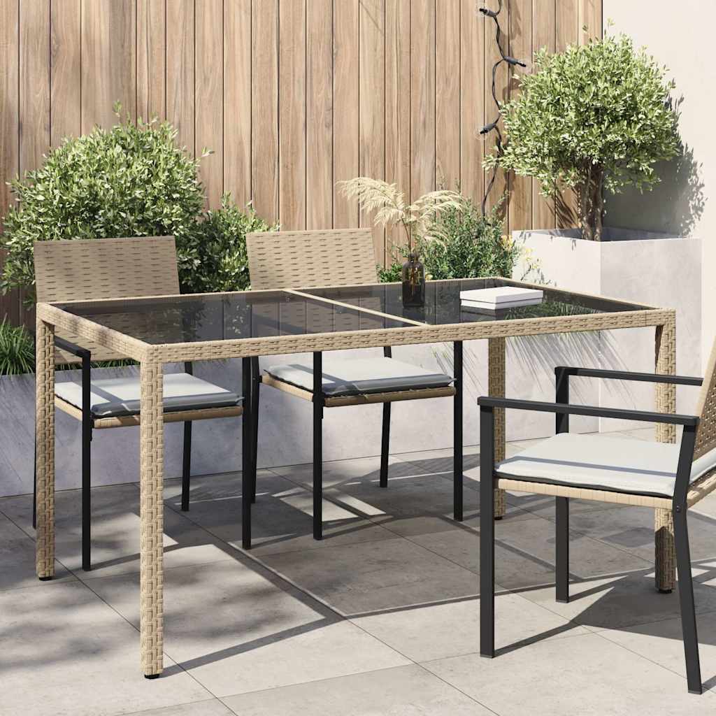 Vrtni stol 150 x 90 x 75 cm od kaljenog stakla i poliratana bež