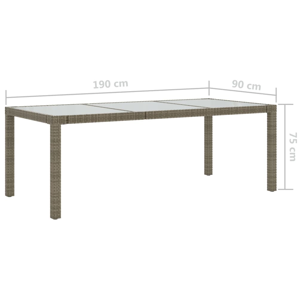 Vrtni stol sivi 190x90x75 cm od kaljenog stakla i poliratana