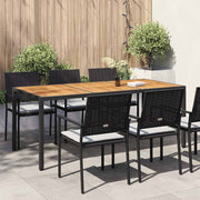 Vrtni stol od poliratana i bagremovog drva 190x90x75 cm crni