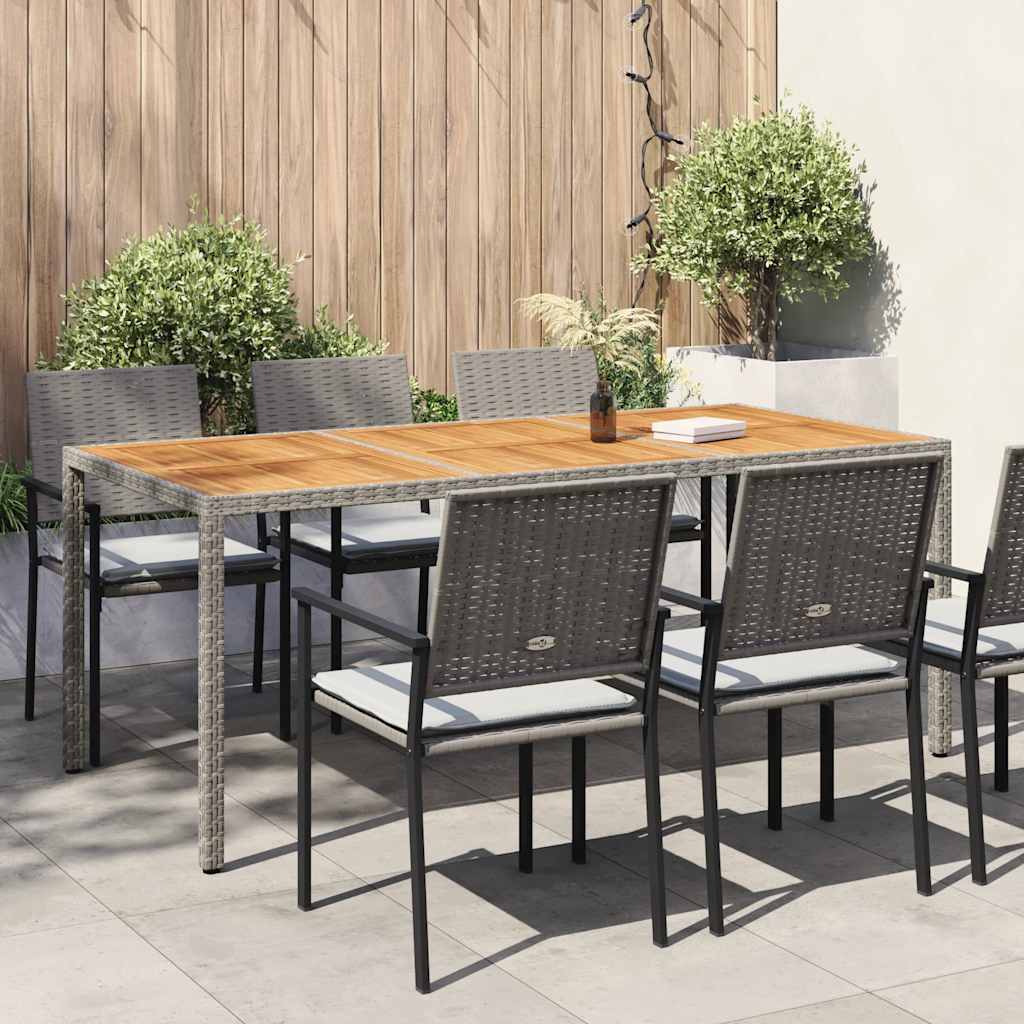 Vrtni stol od poliratana i bagremovog drva 190x90x75 cm sivi