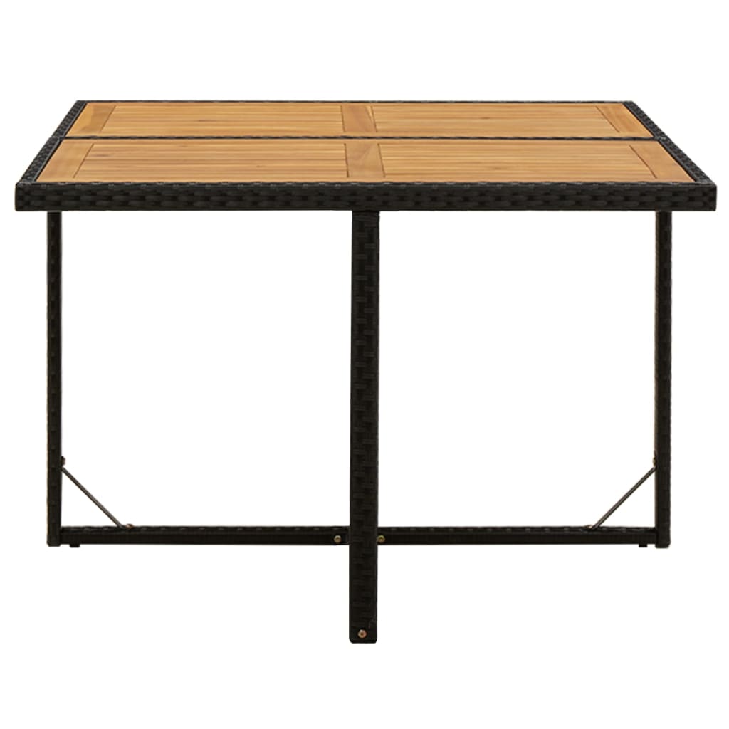 Vrtni stol crni 109 x 107 x 74 cm od poliratana i drva bagrema