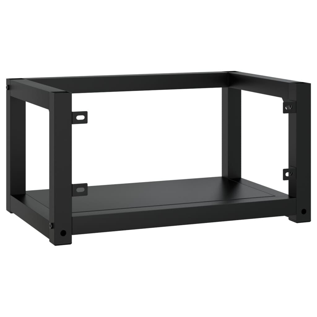 Zidni okvir za kupaonski umivaonik crni 59x38x31 cm željezni