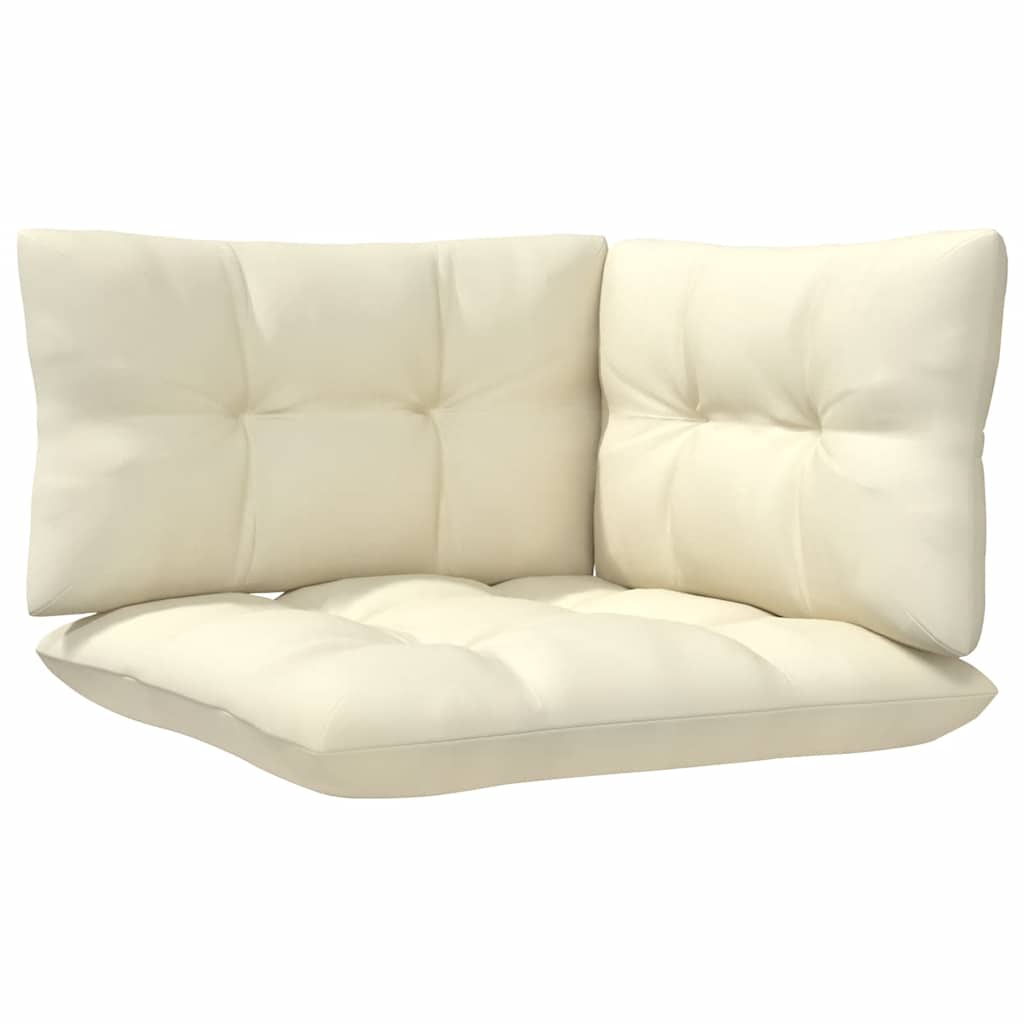 Kutna vrtna sofa s krem jastucima od masivne borovine