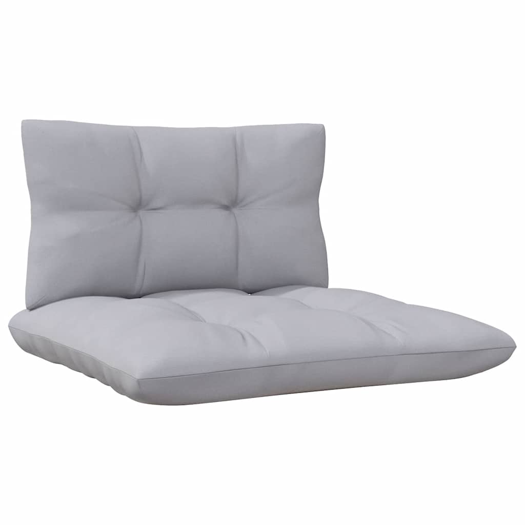 Srednja vrtna sofa sa sivim jastucima od masivne borovine