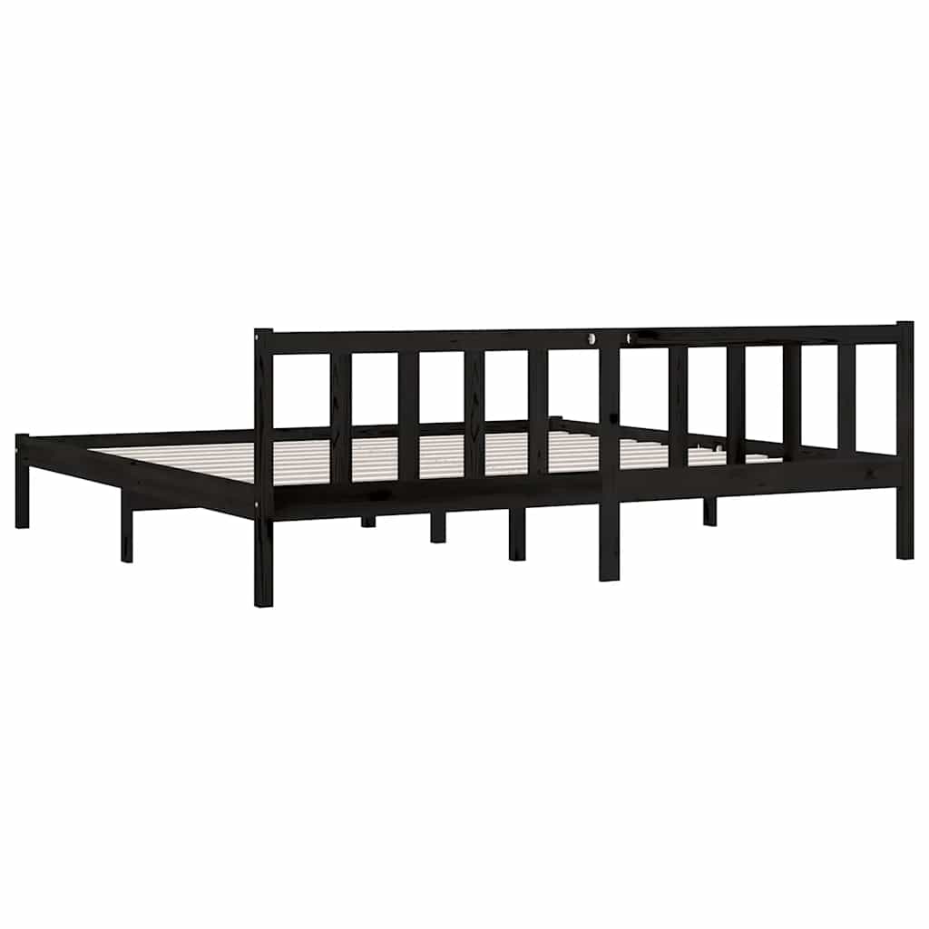 Okvir za krevet od masivne borovine crni 200 x 200 cm