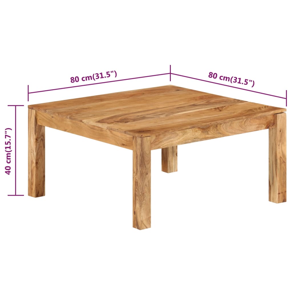 Stolić za kavu 80 x 80 x 40 cm od masivnog bagremovog drva