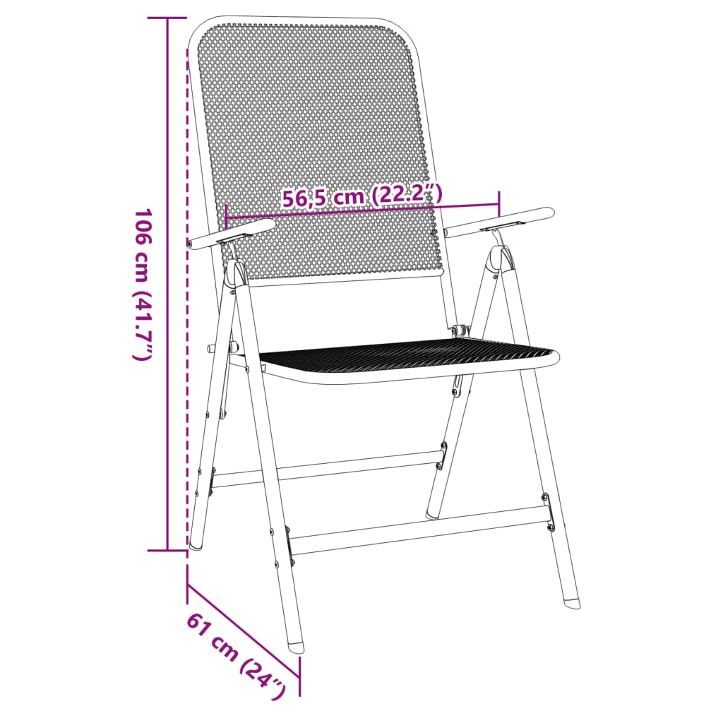 Sklopive vrtne stolice 2 kom od metalne mreže antracit