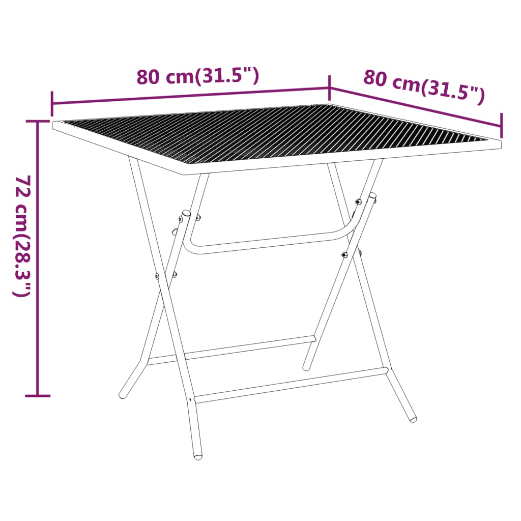 Vrtni stol od ekspandirane metalne mreže 80x80x72 cm antracit