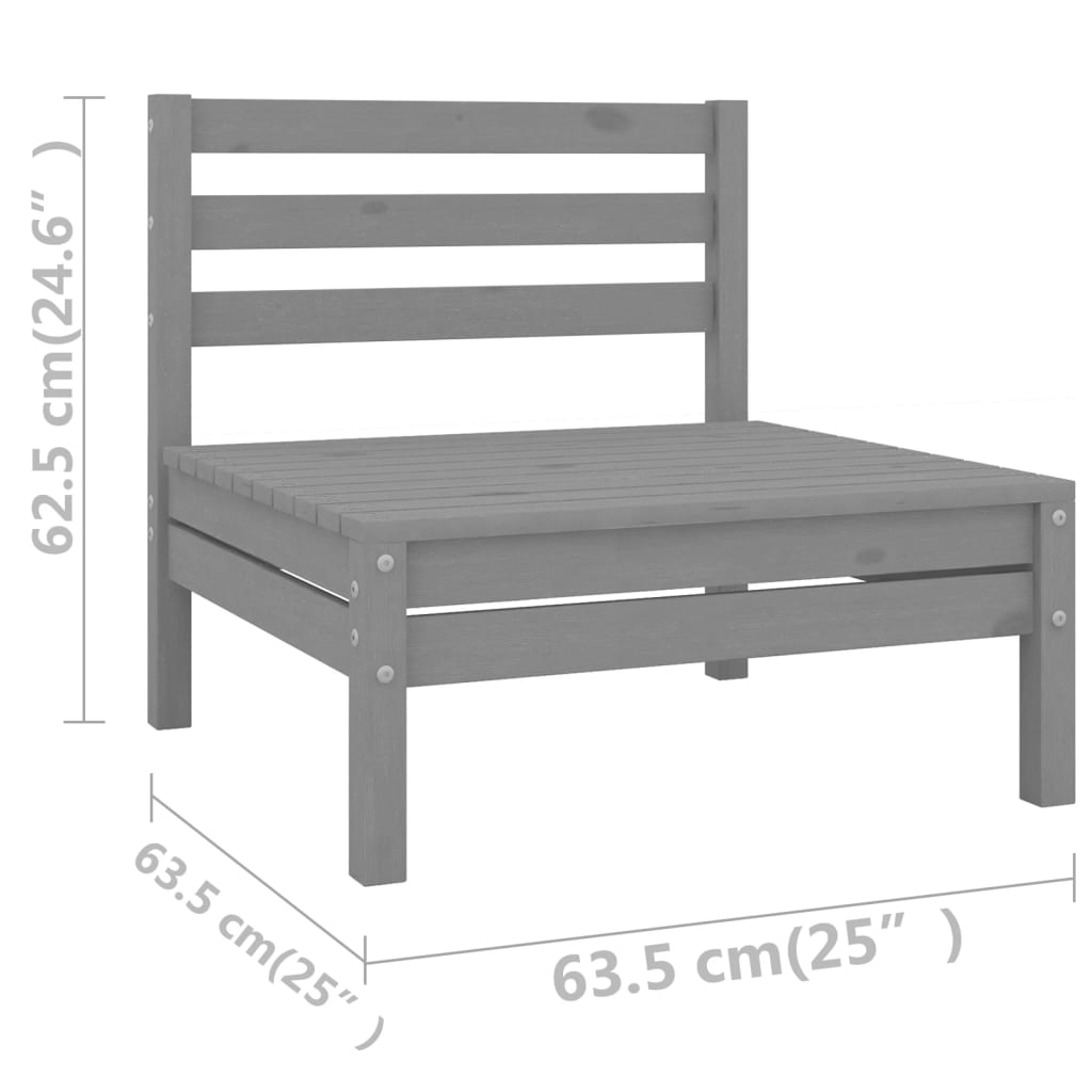 6-dijelna vrtna garnitura od masivne borovine siva