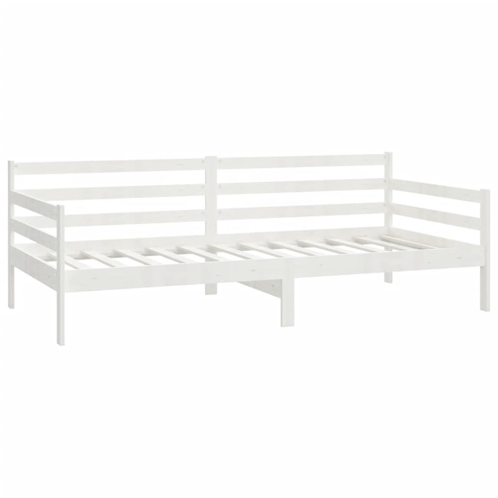 Dnevni ležaj s madracem 90 x 200 cm bijeli od masivne borovine