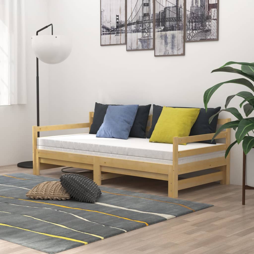 Dnevni ležaj na izvlačenje 2 x (90 x 200) cm masivna borovina
