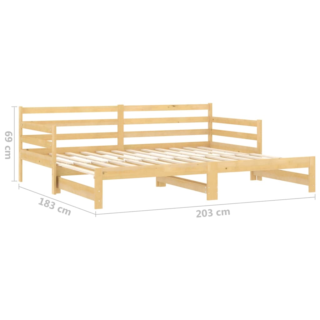 Dnevni ležaj na izvlačenje 2 x (90 x 200) cm masivna borovina