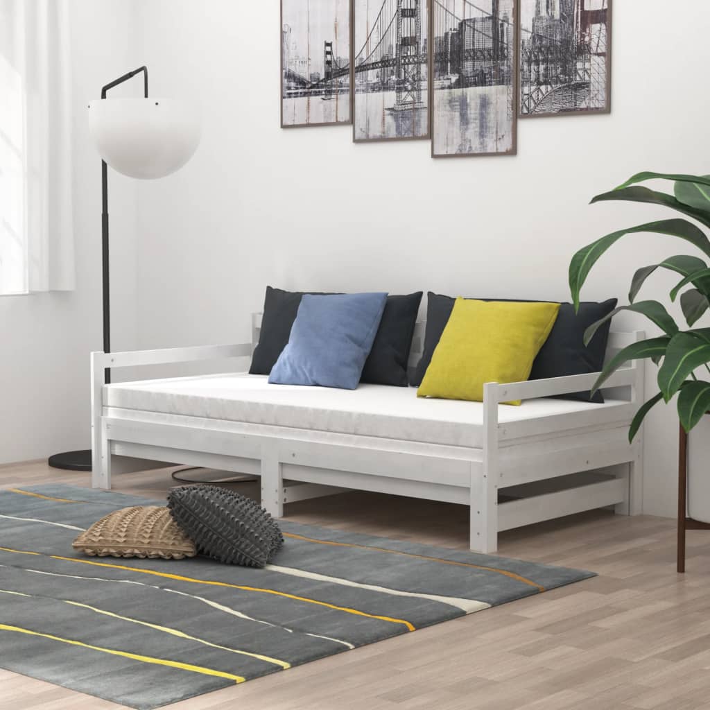 Dnevni ležaj na izvlačenje 2 x (90 x 200) cm bijeli od borovine