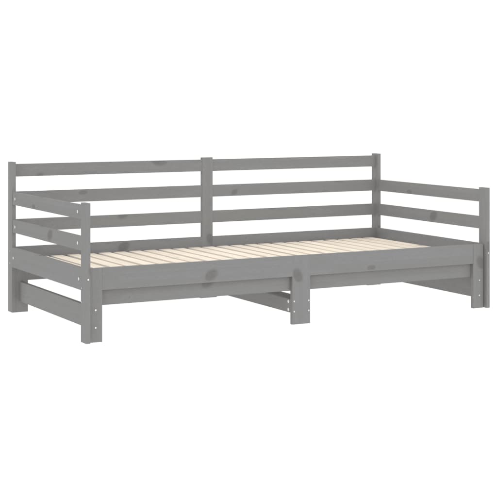 Dnevni ležaj na izvlačenje 2 x (90 x 200) cm sivi od borovine