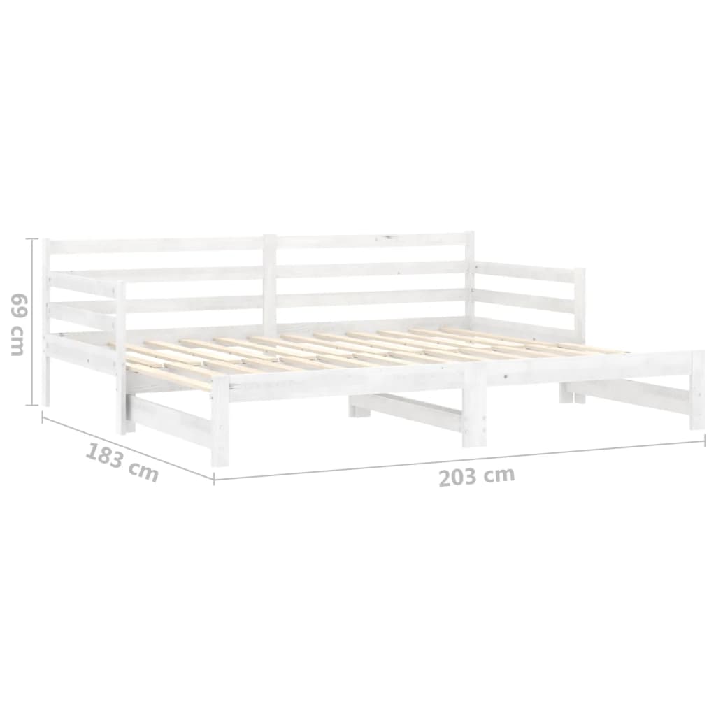 Dnevni ležaj na izvlačenje 2 x (90 x 200) cm bijeli od borovine