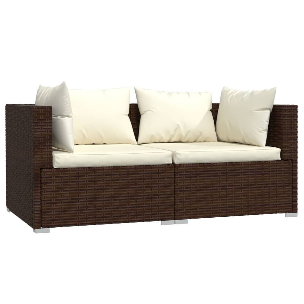 3-dijelna vrtna garnitura od poliratana s jastucima smeđa