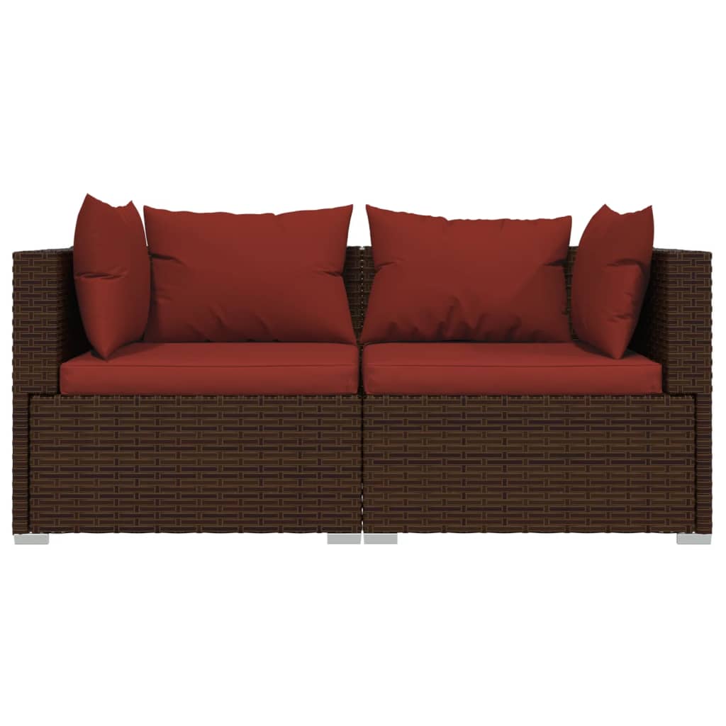 3-dijelna vrtna garnitura od poliratana s jastucima smeđa