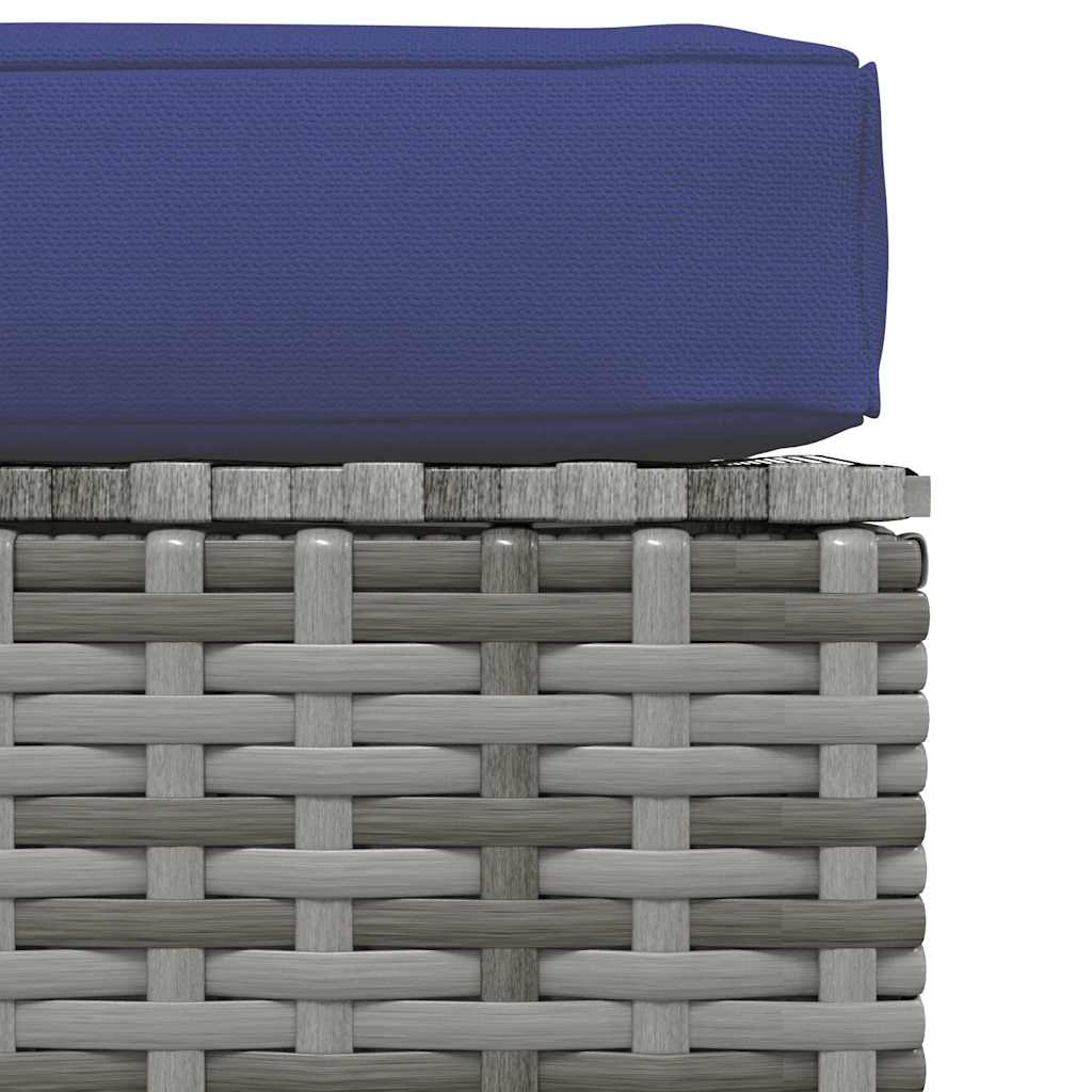 Vrtni tabure s jastukom sivi 70 x 70 x 30 cm od poliratana
