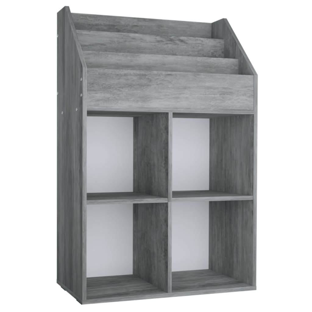 Stalak za dječje časopise boja betona 71 x 30 x 114 cm drveni