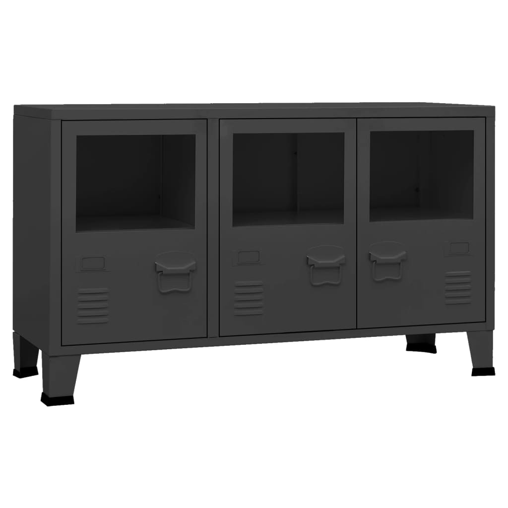Komoda crna 105 x 35 x 62 cm od metala i stakla