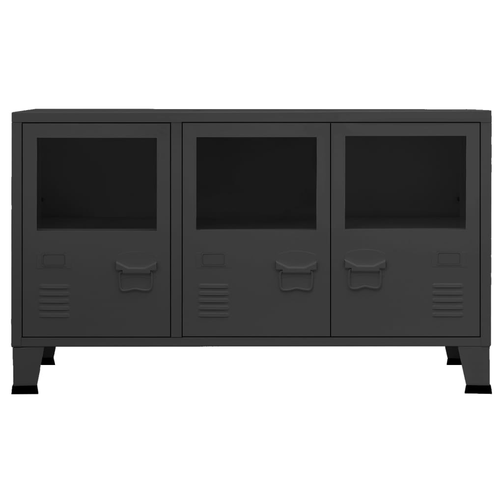 Komoda crna 105 x 35 x 62 cm od metala i stakla