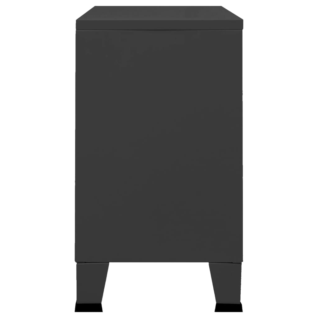 Komoda crna 105 x 35 x 62 cm od metala i stakla