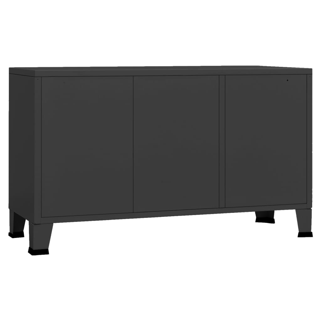 Komoda crna 105 x 35 x 62 cm od metala i stakla