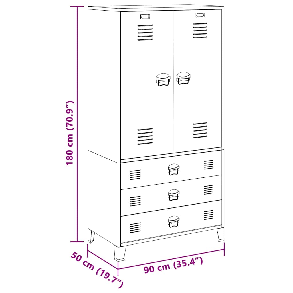 Ormar antracit 90 x 50 x 180 cm metalni