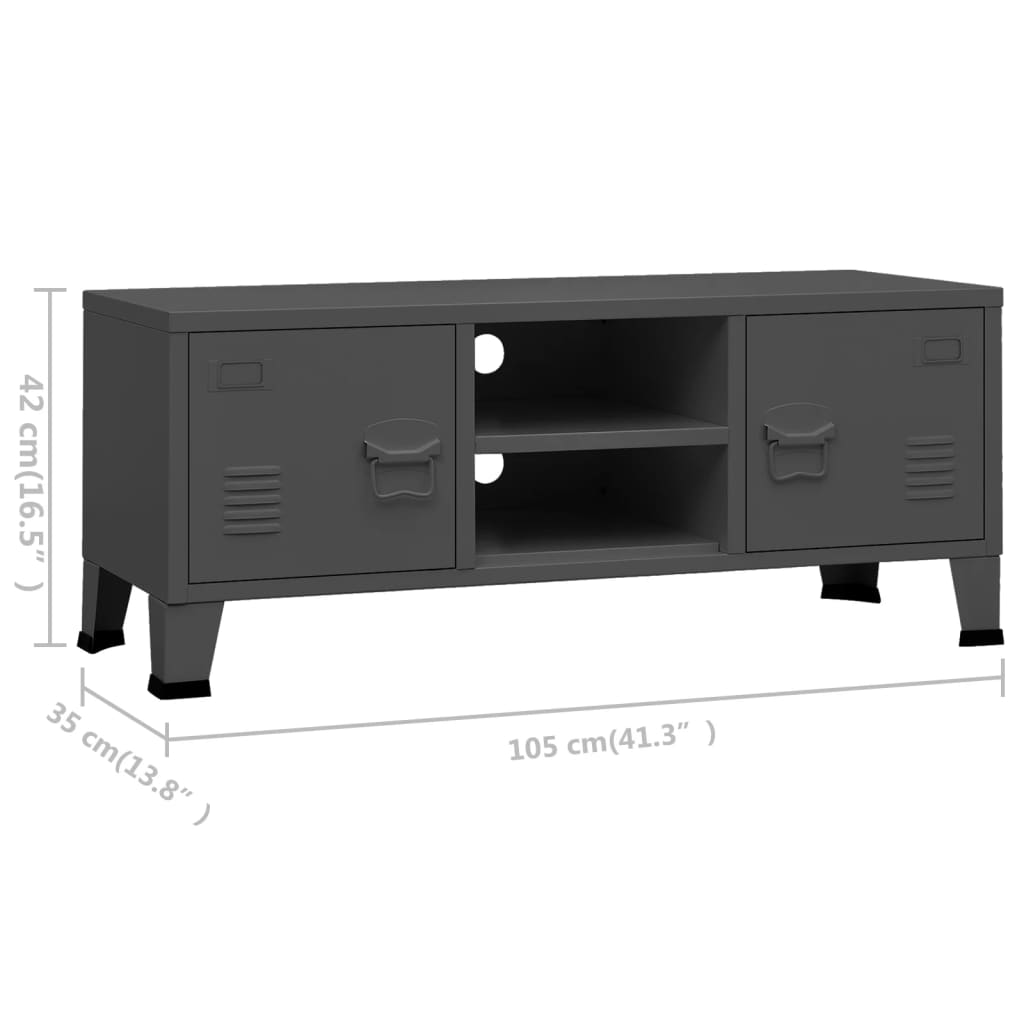 Industrijski TV ormarić antracit 105 x 35 x 42 cm metalni