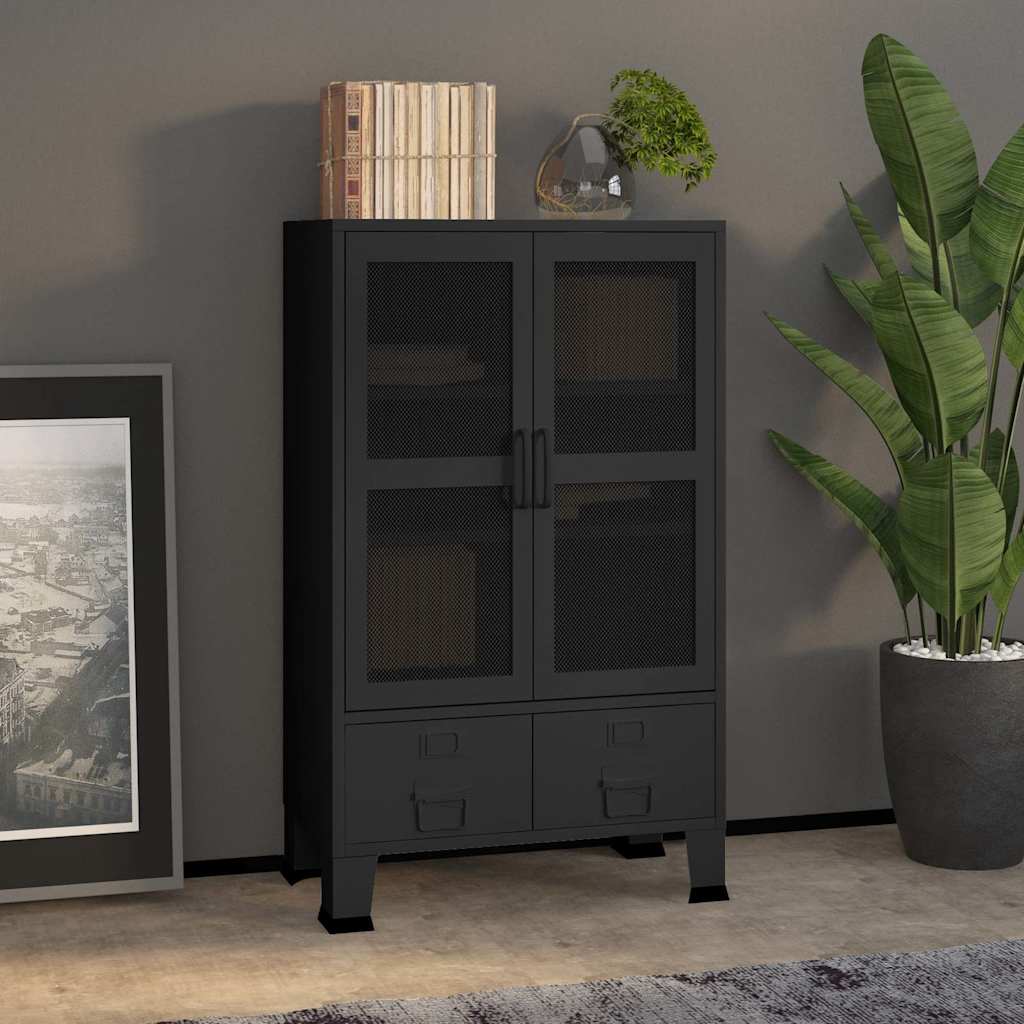 Industrijski sanduk za pohranu crni 70 x 40 x 115 cm metalni