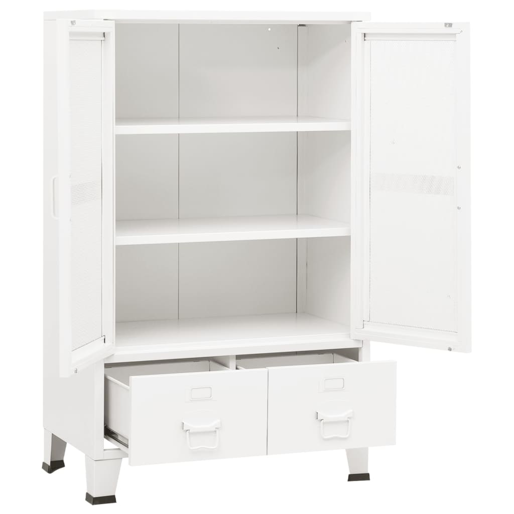 Industrijski sanduk za pohranu bijeli 70 x 40 x 115 cm metalni
