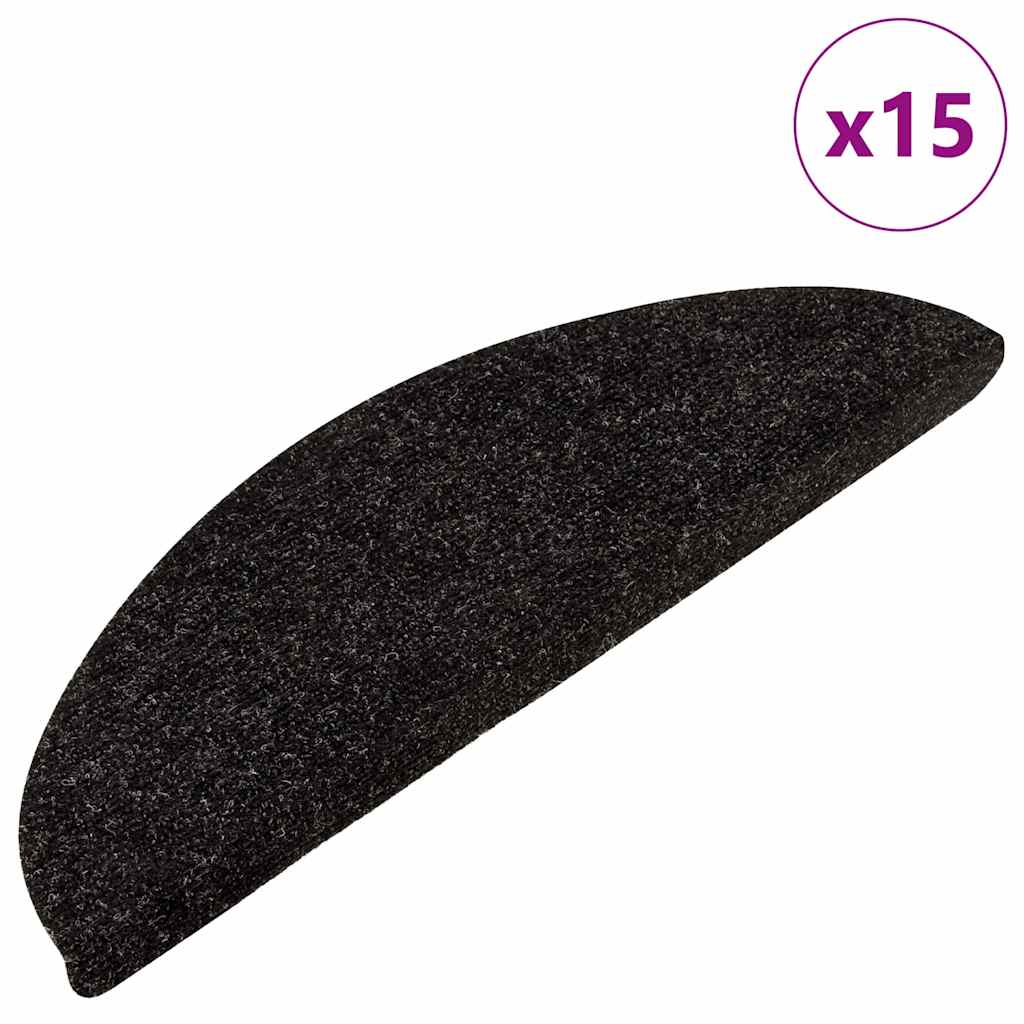 Samoljepljivi otirači za stepenice 15 kom 56x17x3 cm antracit