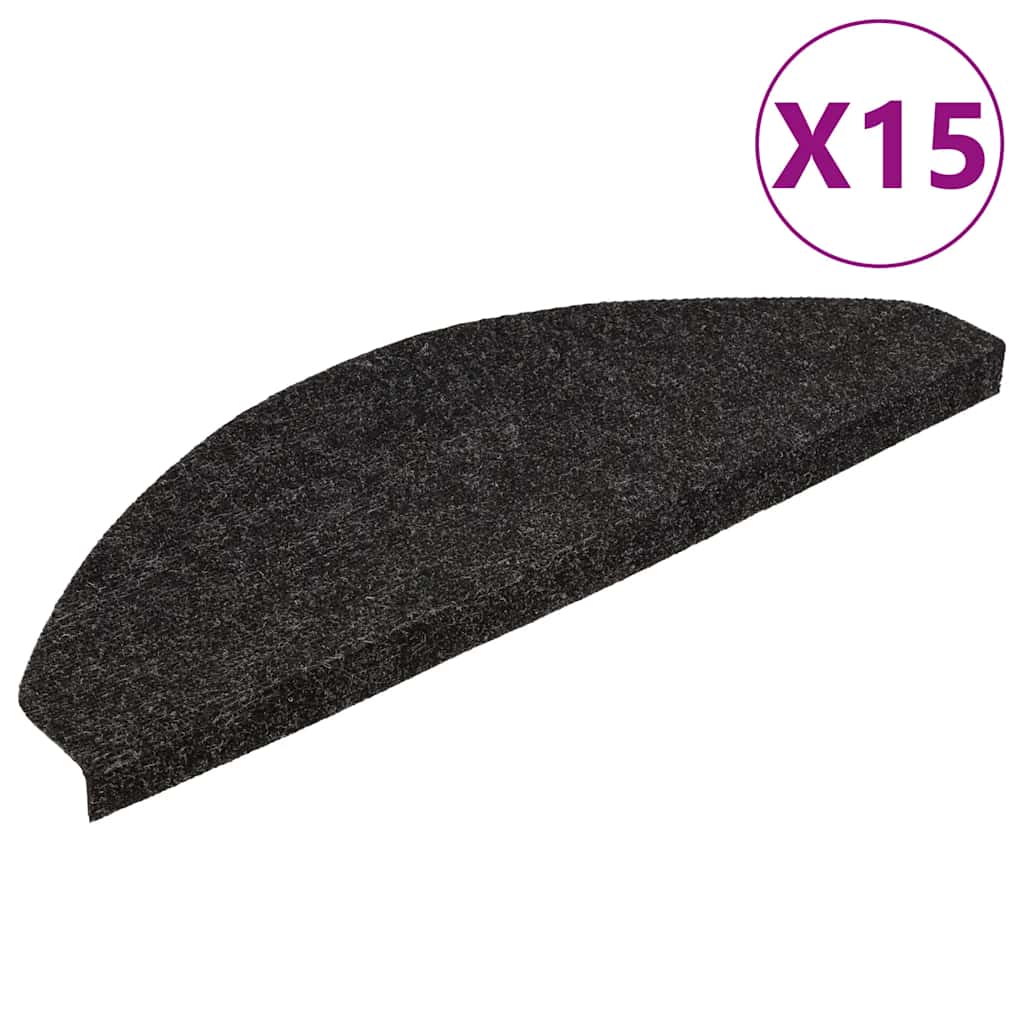 Samoljepljivi otirači za stepenice 15 kom 56x17x3 cm crni