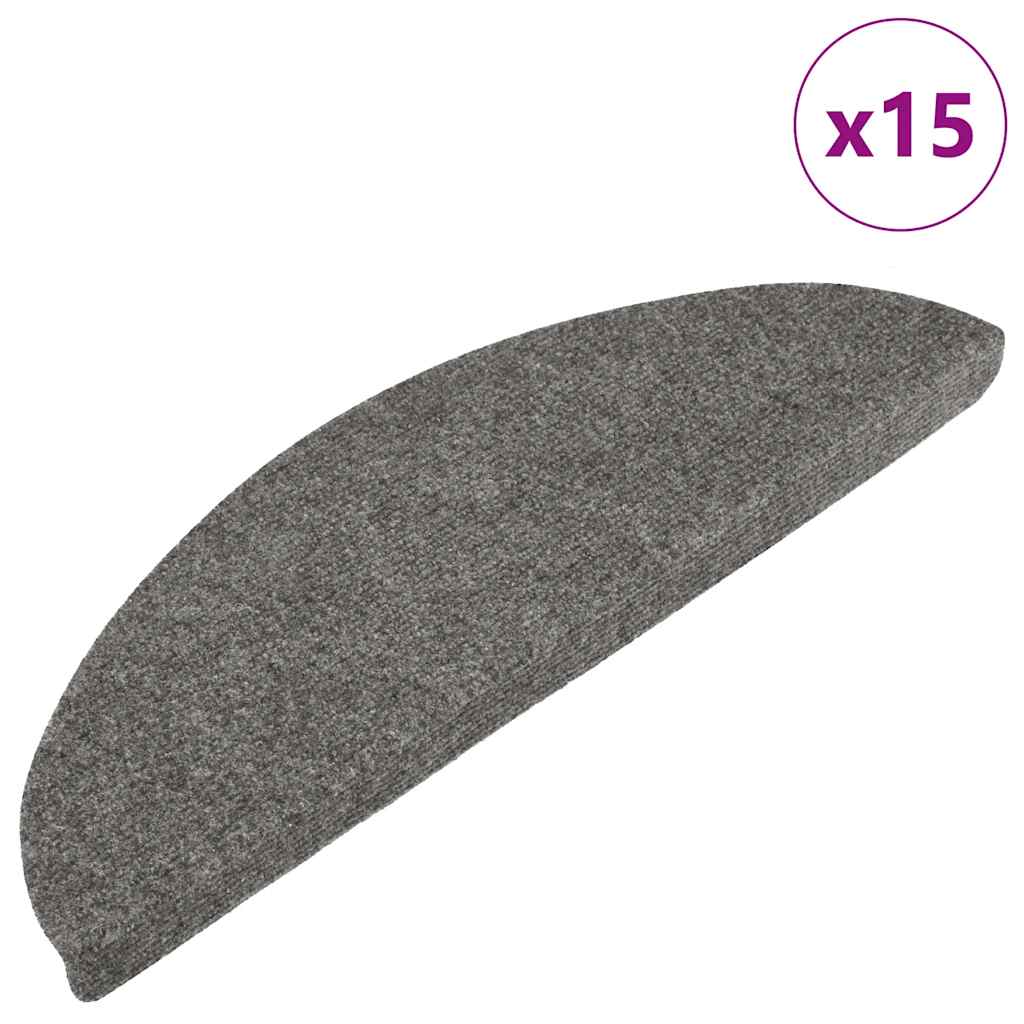 Samoljepljivi otirači za stepenice 15 kom 56x17x3 cm sivi