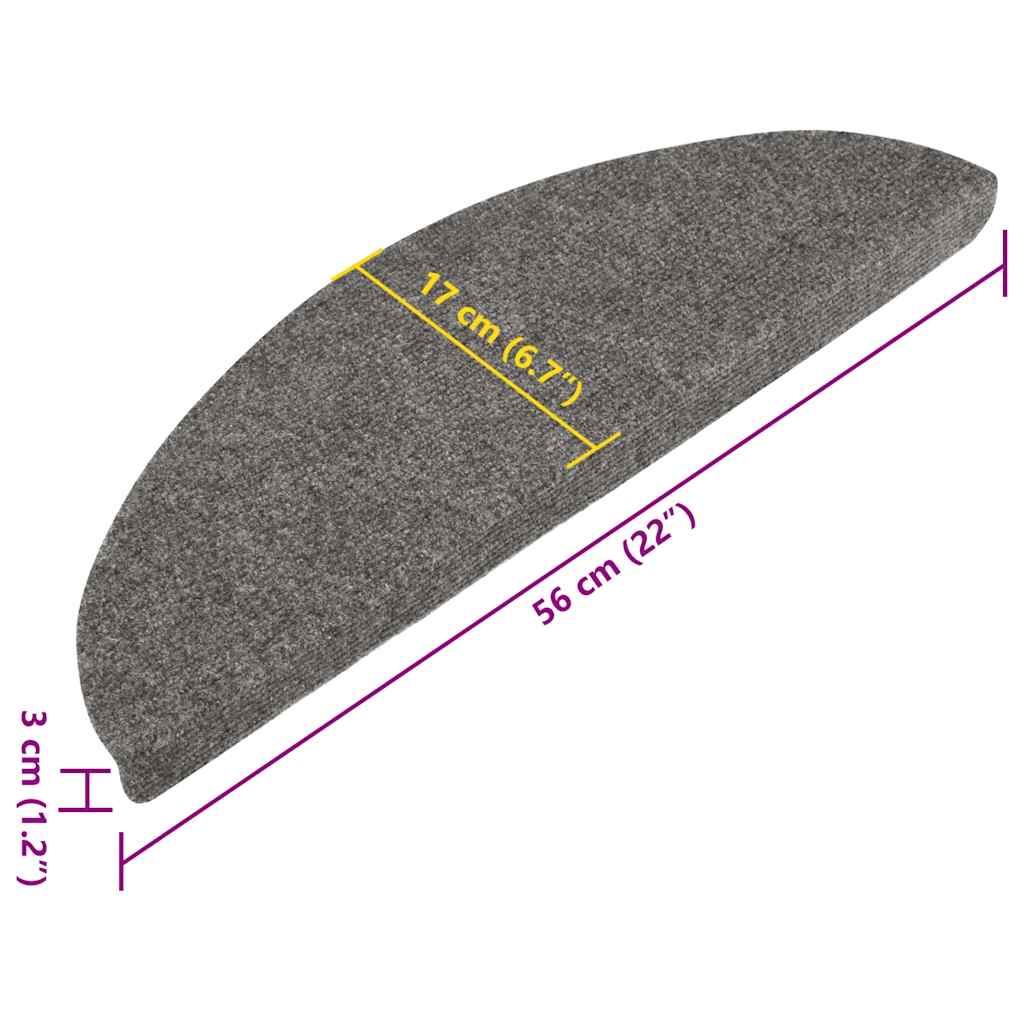 Samoljepljivi otirači za stepenice 15 kom 56x17x3 cm sivi