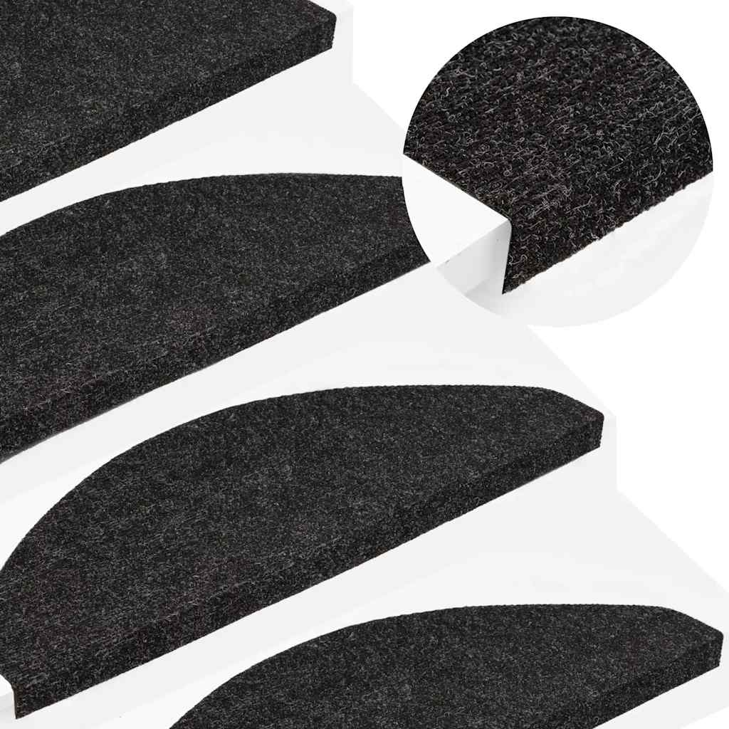 Samoljepljivi otirači za stepenice 15kom 65x22,5x3,5cm antracit