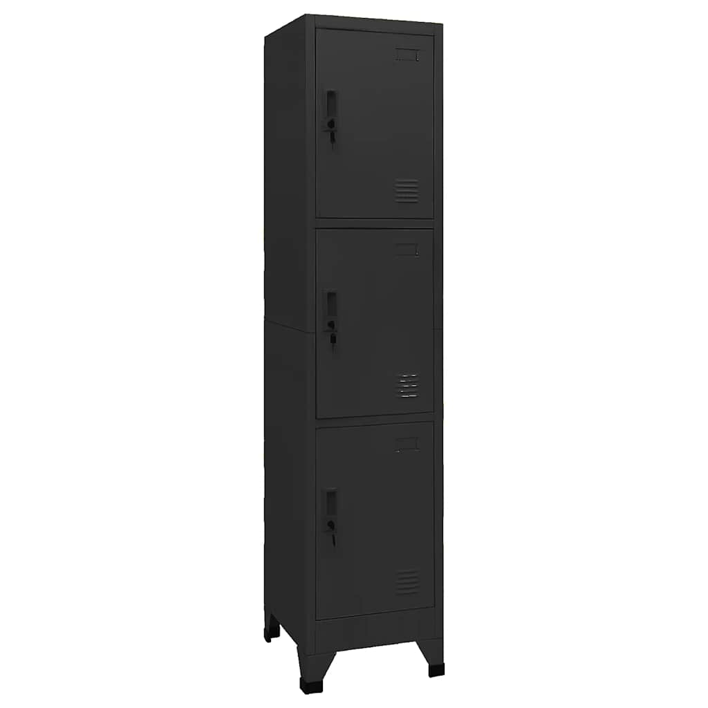 Ormarić s ključem crni 38 x 45 x 180 cm čelični