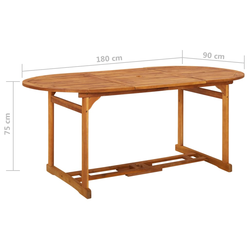 9-dijelni vrtni blagovaonski set 180x90x75 cm bagremovog drva