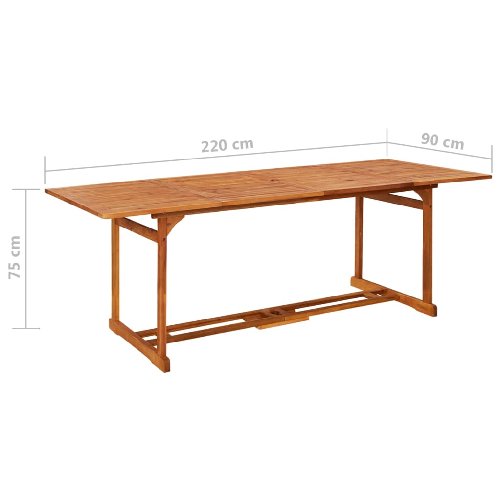11-dijelni vrtni blagovaonski set 220x90x75 cm bagremovog drva